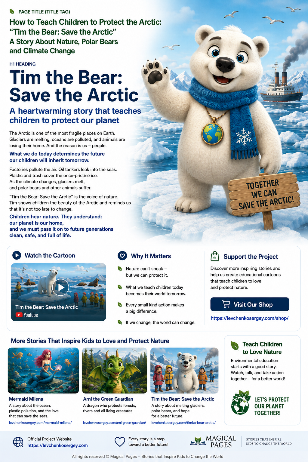 Tim the Bear teaching children to protect the Arctic and care for our planet